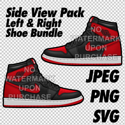 Side View Pack Air Jordan 1 Banned JPEG PNG SVG digital sneaker art cover image.