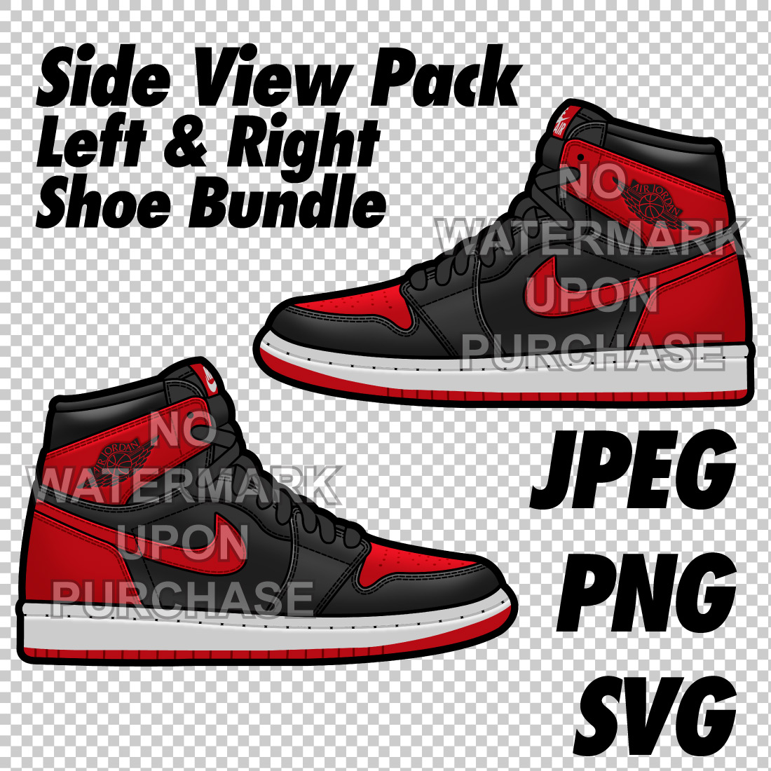 Side View Pack Air Jordan 1 Banned JPEG PNG SVG digital sneaker art cover image.