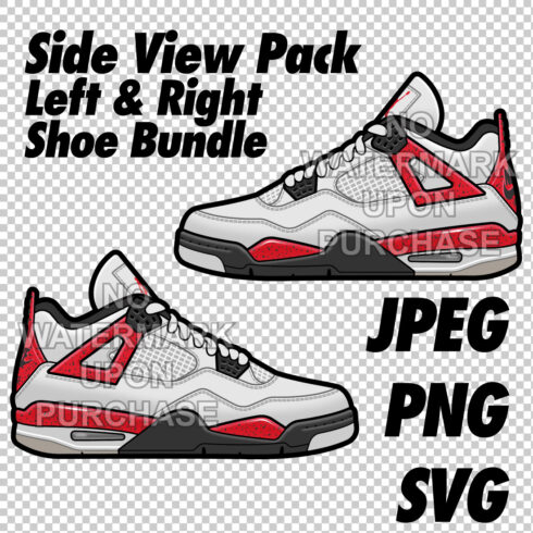 Side View Pack Air Jordan 4 Red Cement JPEG PNG SVG digital sneaker art cover image.