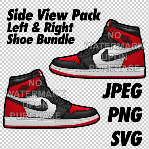 Side View Pack Air Jordan 1 Red Toe JPEG PNG SVG digital sneaker art cover image.