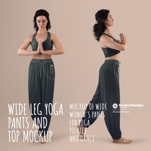 6 Wide Leg Pants Mockups and Top for Yoga and Pilates vol03 cover image.