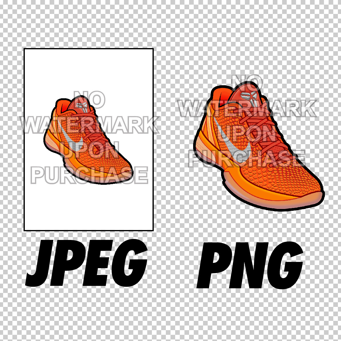 Kobe 6 Total Orange JPEG PNG digital sneaker art preview image.