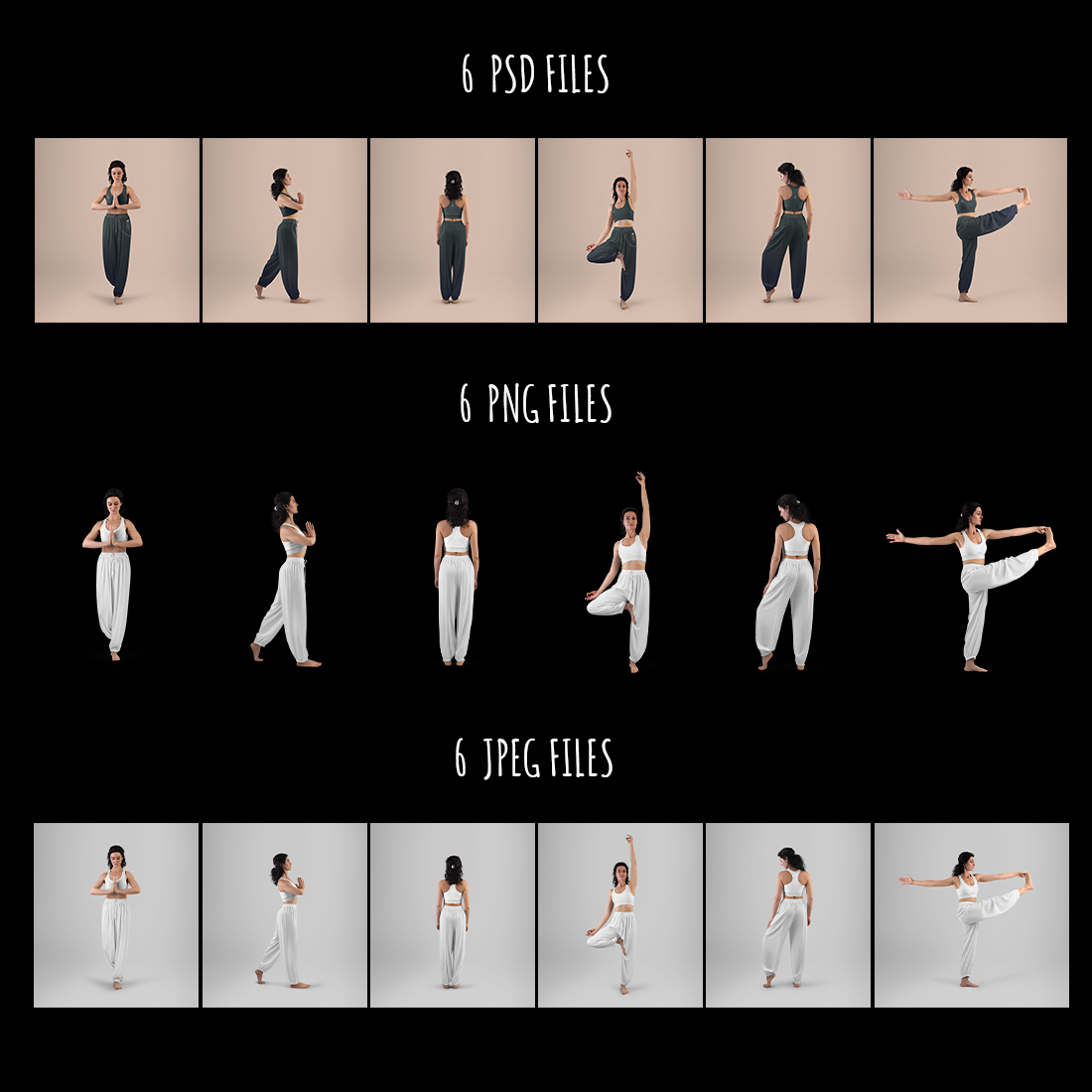 6 Wide Leg Pants Mockups and Top for Yoga and Pilates vol03 preview image.