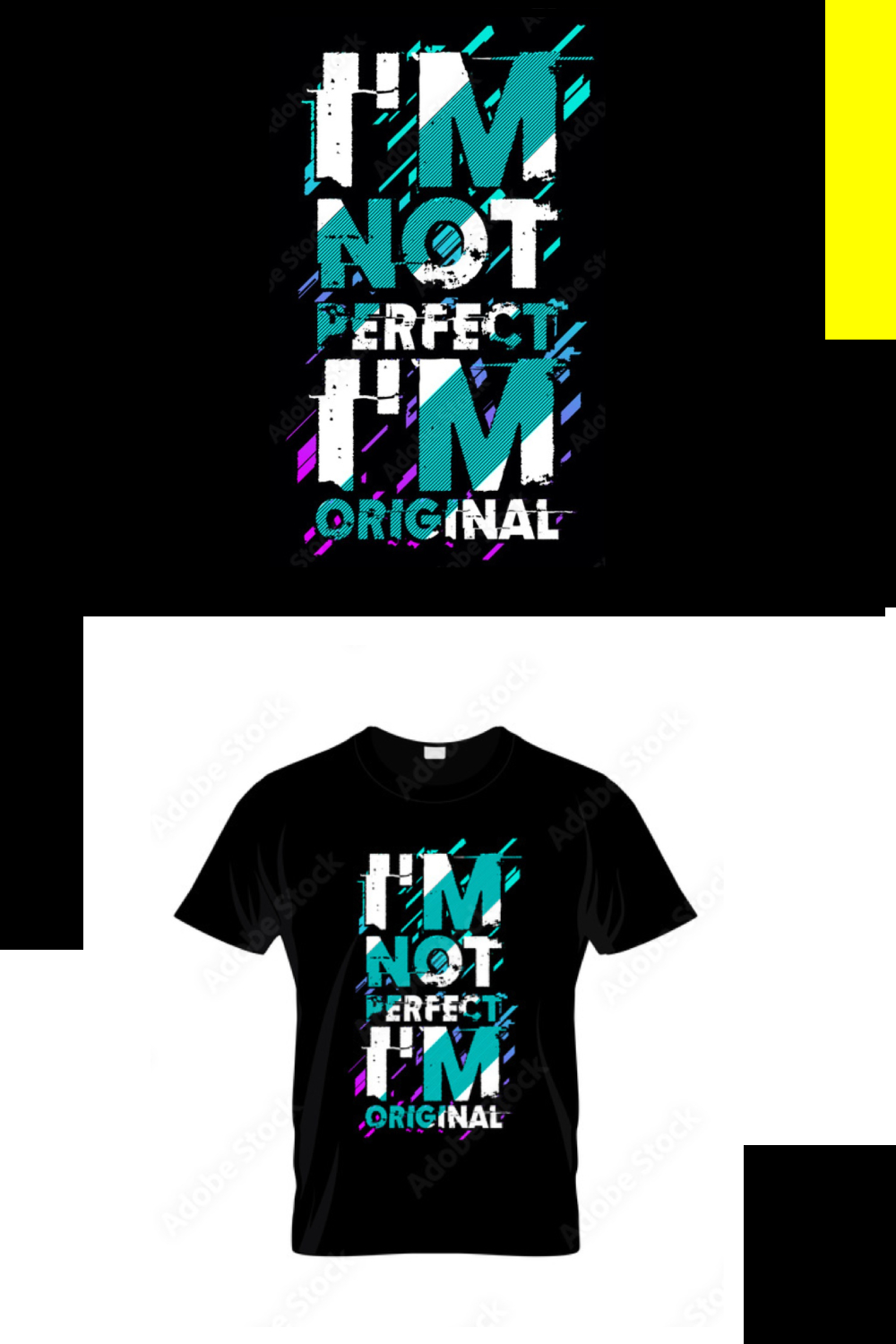 I'm Not Perfect I'm Original Typography T Shirt Design pinterest preview image.