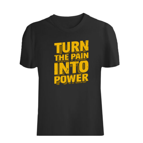 Turn The Pain Into Power, Motivational Typography Quote T-Shirt Design cover image.