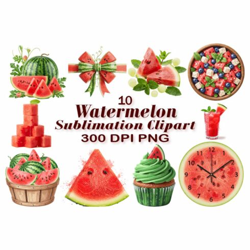 Watermelon Sublimation Clipart cover image.