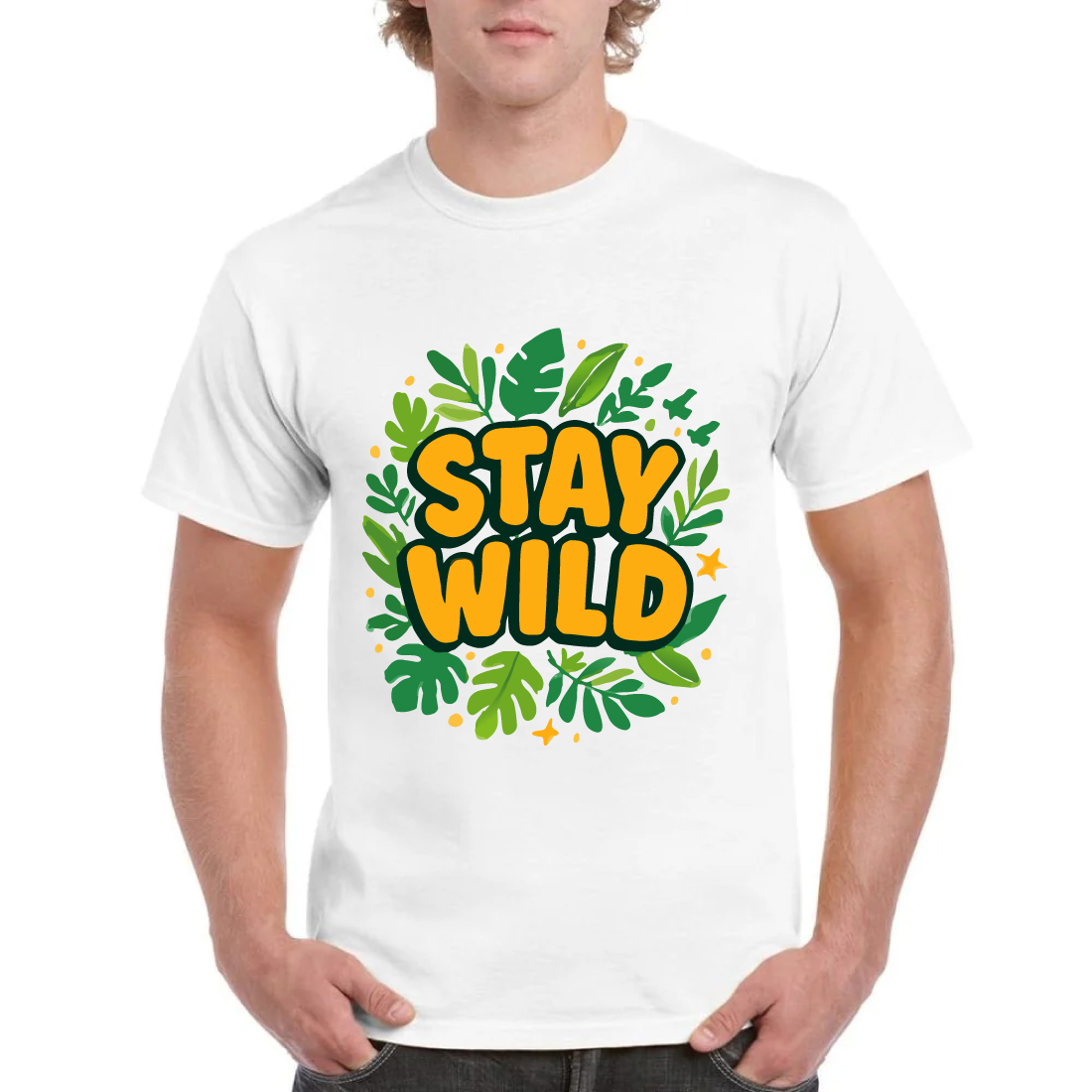 Stay Wild T-Shirt Nature Leaves Tropical Design cover image.