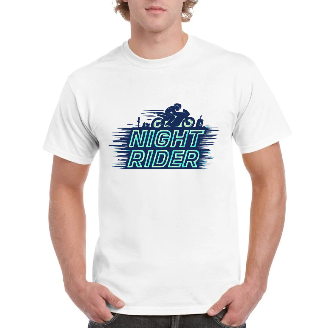 Night Rider T-Shirt Motorcycle Biker Speed Design cover image.