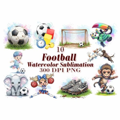 Cute Football Watercolor Sublimation cover image.