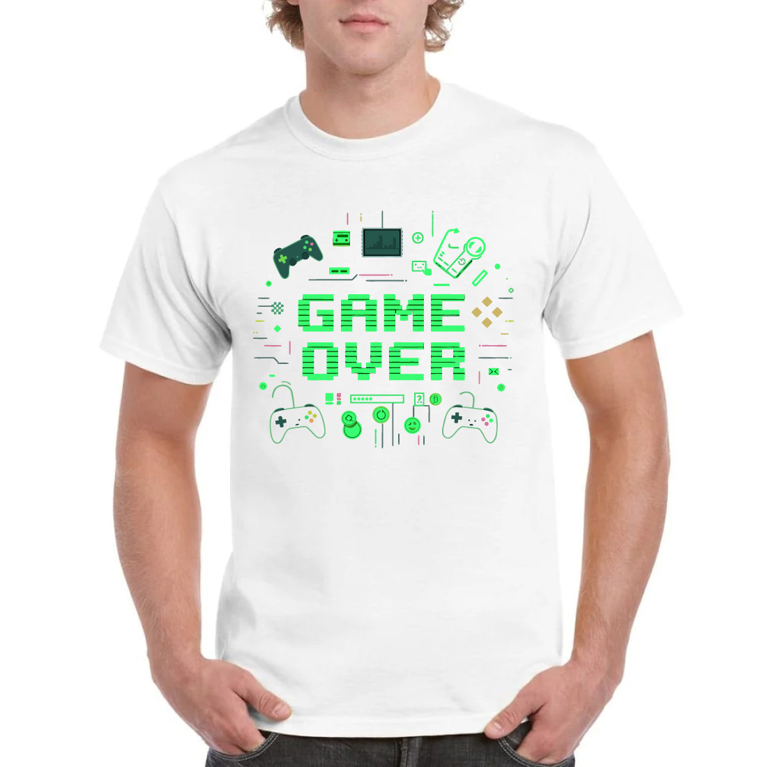 Game Over T-Shirt Gaming Controller Console Design cover image.