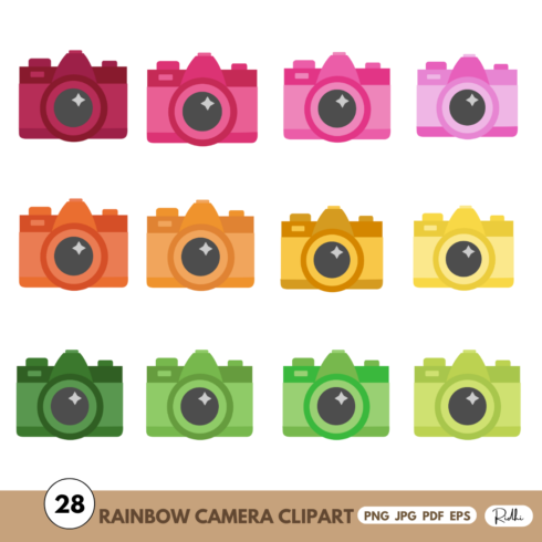 Cute Rainbow Camera Clipart cover image.
