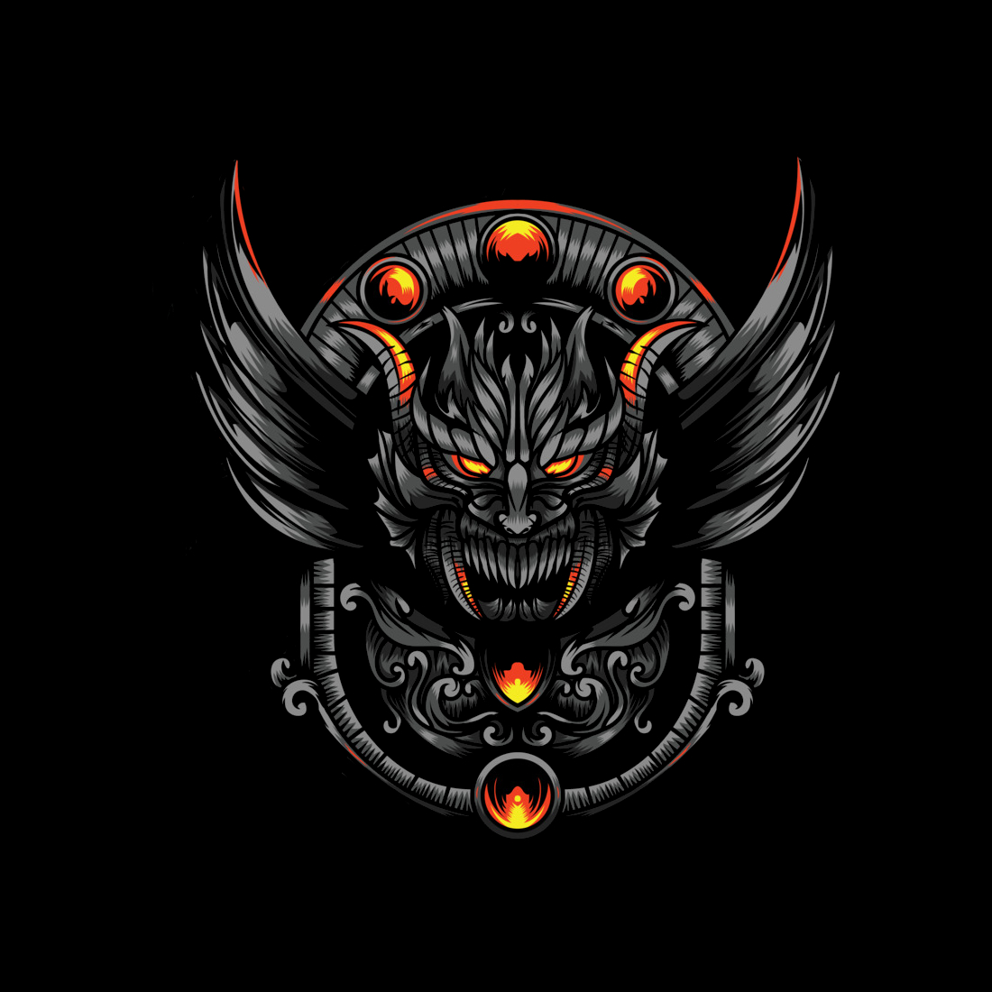 Creepy flying dragon illustration T-Shirt preview image.