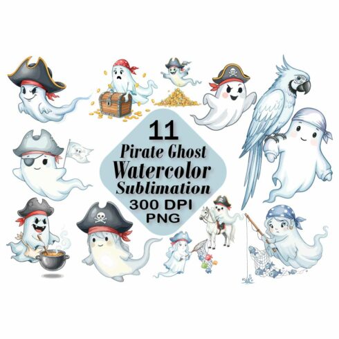 Cute Pirate Ghost Sublimation PNG cover image.