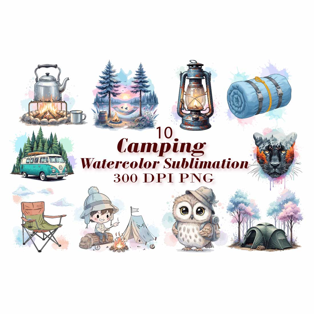 Watercolor Sublimation Camp Vibes preview image.