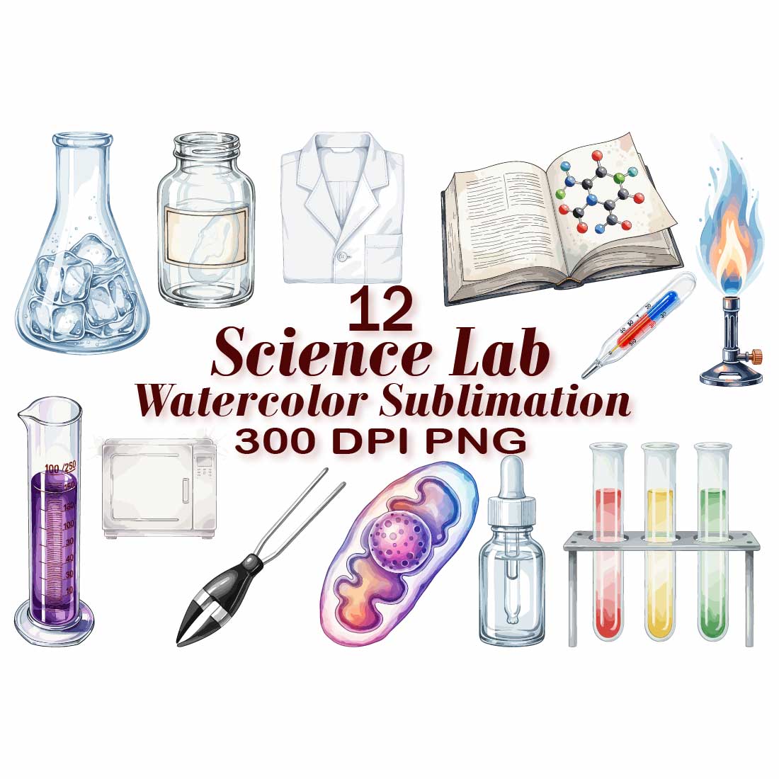 Science Lab Watercolor PNG - MasterBundles