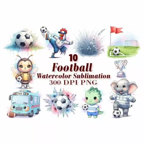 Animal Football Watercolor Sublimation cover image.