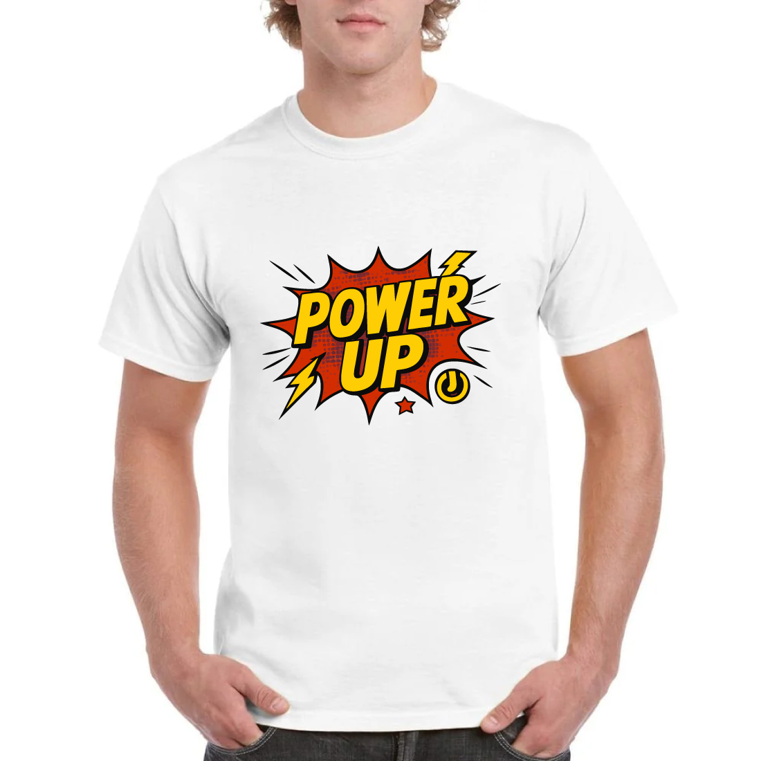 Power Up T-Shirt Comic Book Superhero Pop Art Tee cover image.