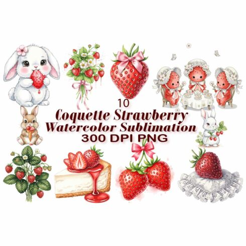 Coquette Strawberry Watercolor Sublimation cover image.