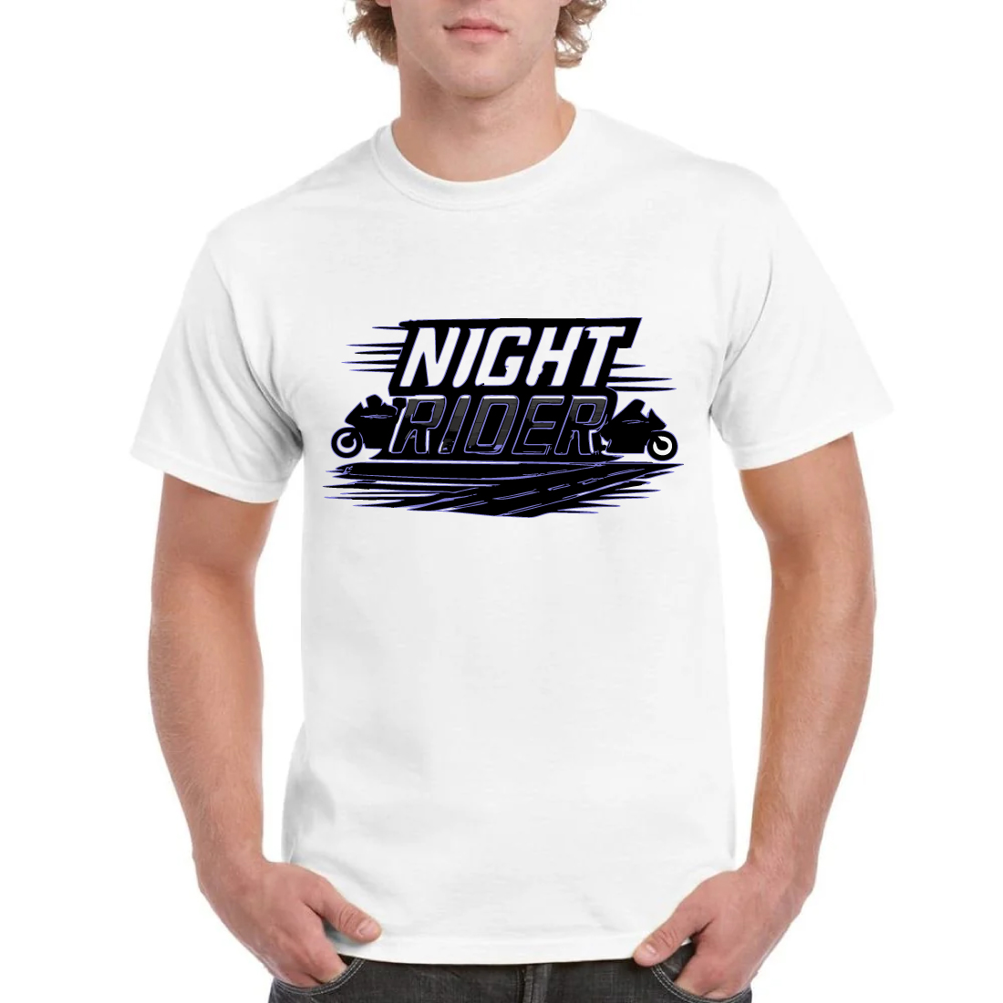 Night Rider Motorcycle T-Shirt Biker Speed Design cover image.