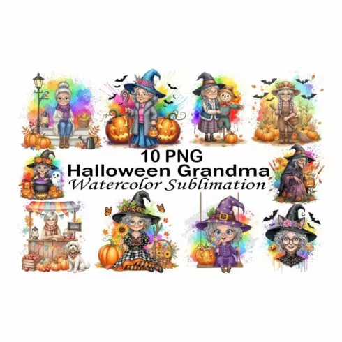 Halloween Grandma Watercolor Sublimation cover image.