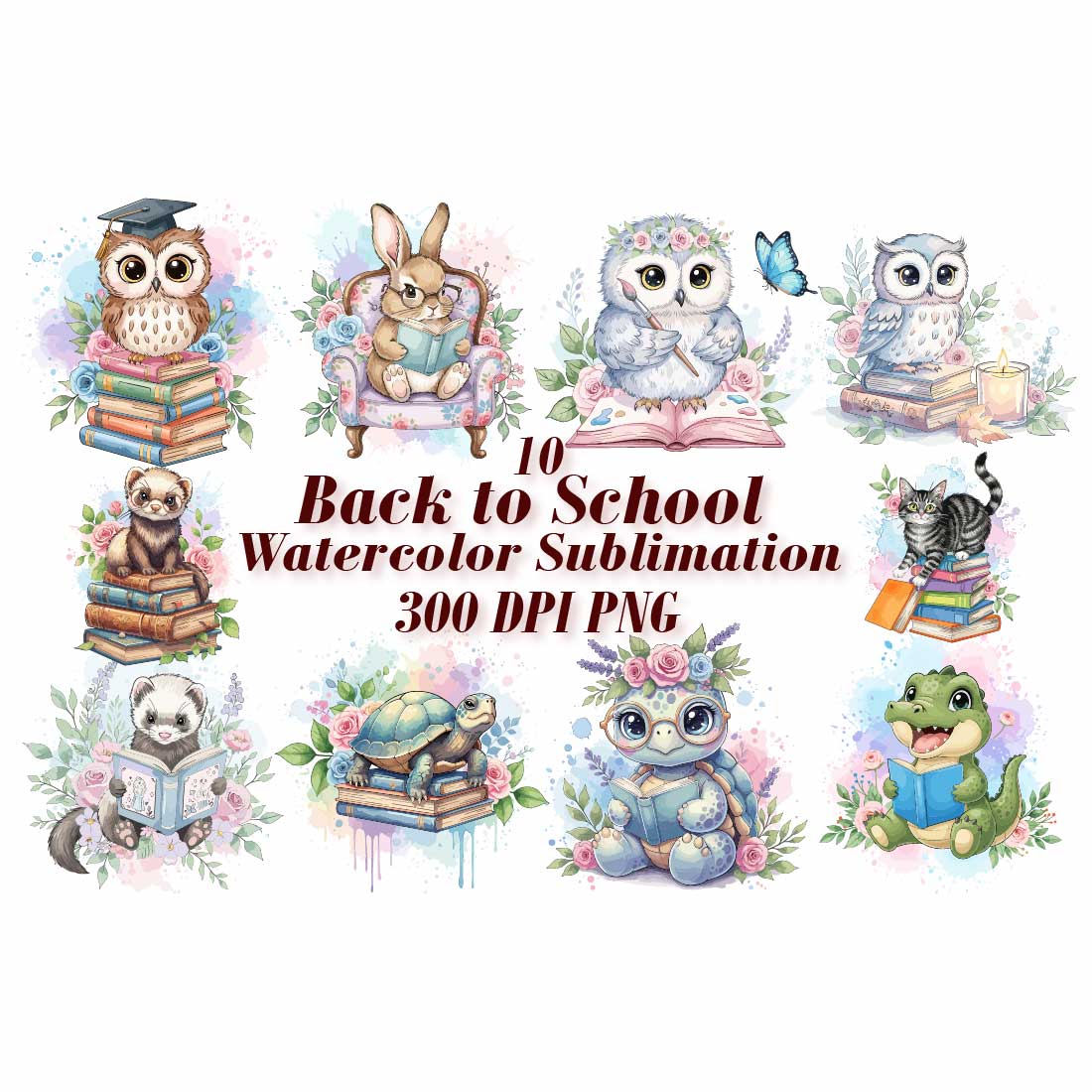 Reading Animals Watercolor Sublimation cover image.