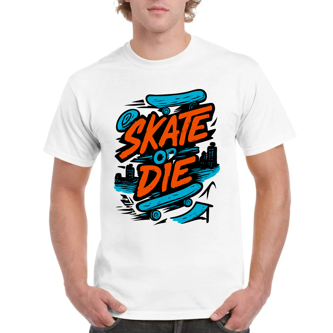 Skate or Die Urban Skateboard T-Shirt Design cover image.