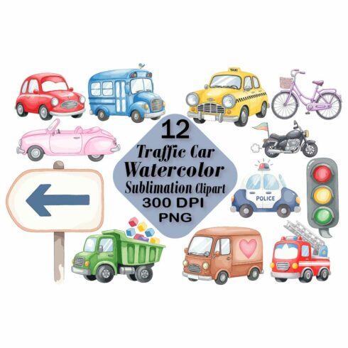 Traffic Car Watercolor Sublimation cover image.