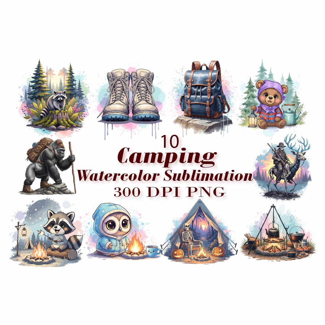 Watercolor Sublimation Wild Camp preview image.