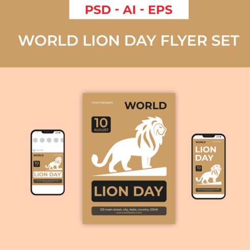 World Lion Day Flyer Set cover image.