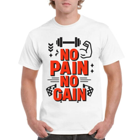 No Pain No Gain Gym Workout Fitness T-Shirt cover image.