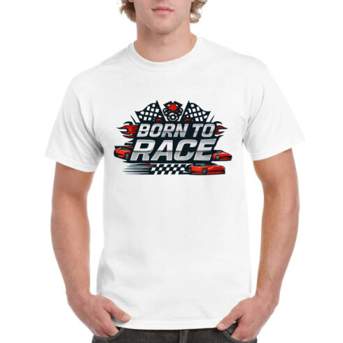 Born To Race Car Racing Checkered Flag T-Shirt cover image.