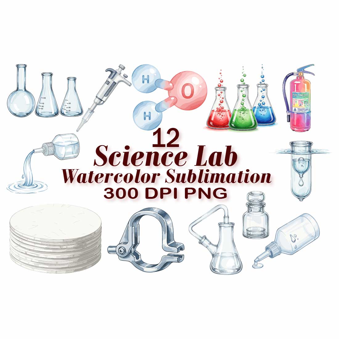 Science Lab Watercolor Sublimation preview image.