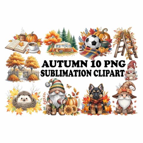 Autumn Gnome Clipart Sublimation cover image.