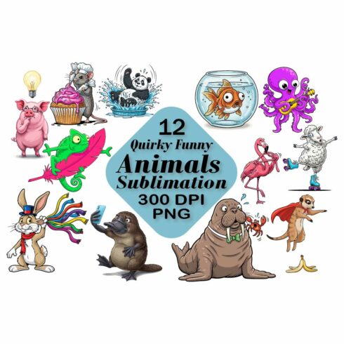 Funny Animals Sublimation PNG cover image.