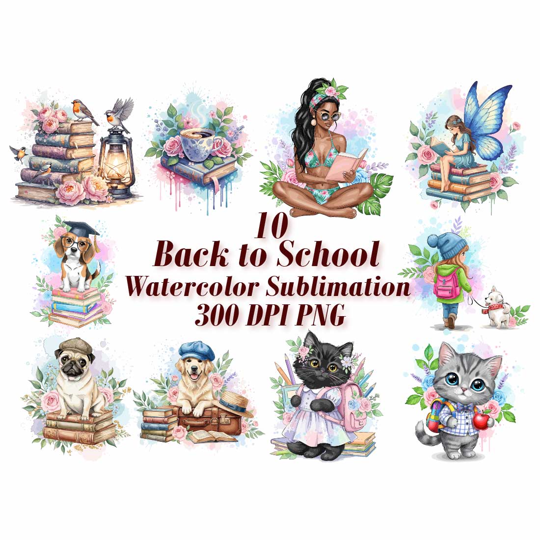 Whimsical School Watercolor Sublimation cover image.