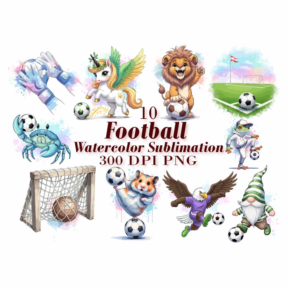 Whimsical Football Sublimation preview image.