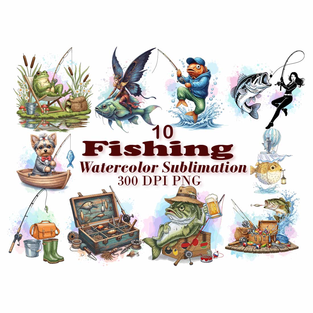 Fantasy Fishing Watercolor Sublimation cover image.