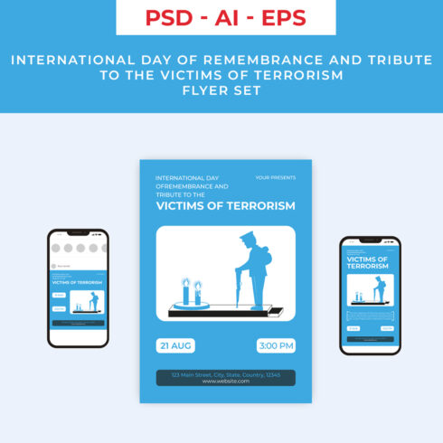 International Day of Remembrance and Tribute to the Victims of Terrorism Flyer Set cover image.