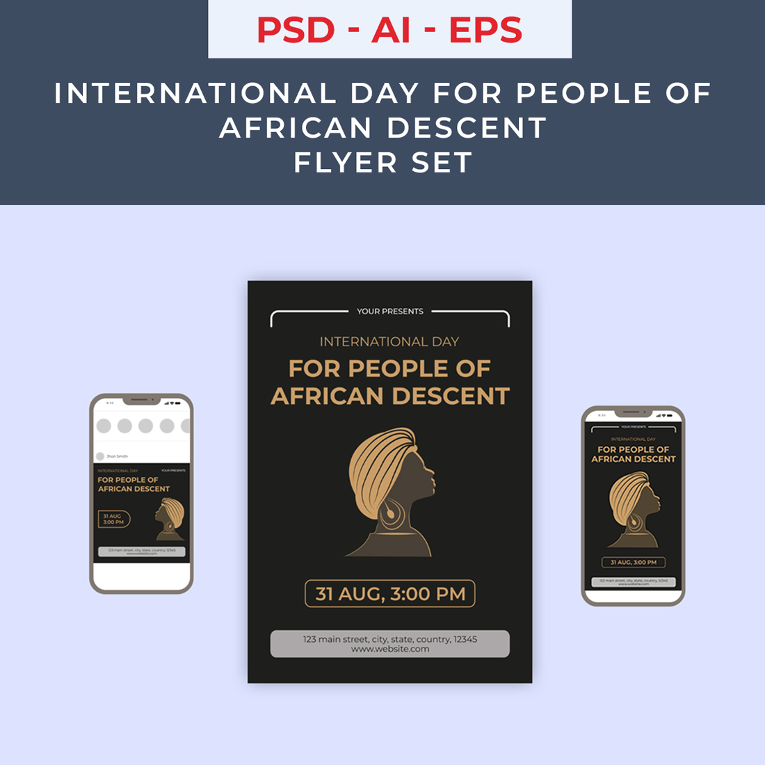 International Day for People of African Descent Flyer Set cover image.