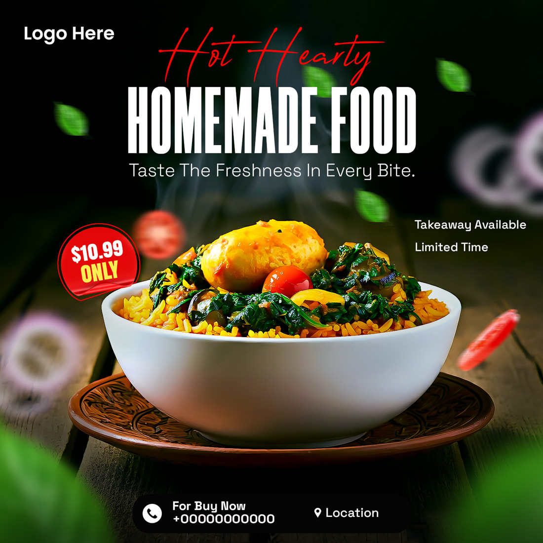 Homemade Food Instagram Post Template – Editable PSD preview image.