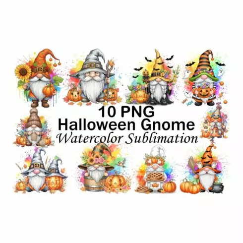 Halloween Gnome Watercolor Sublimation cover image.