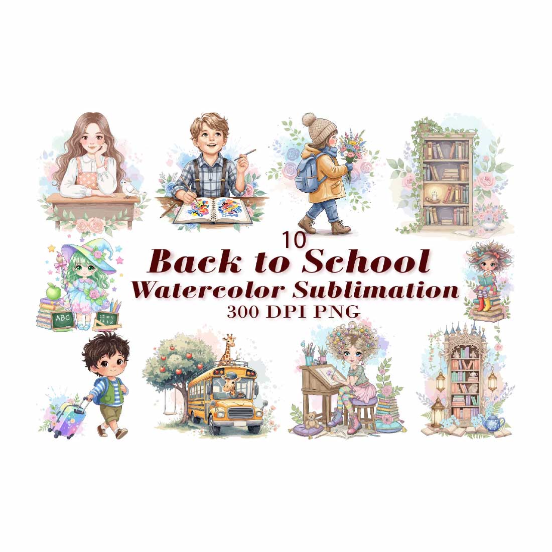 Creative School Watercolor Sublimation preview image.