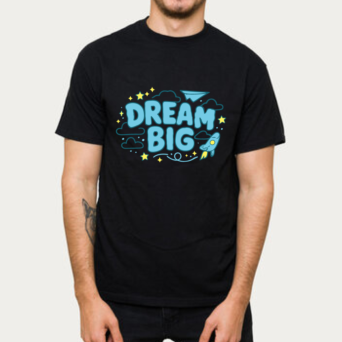 Dream Big T-Shirt Motivational Space Stars Design cover image.