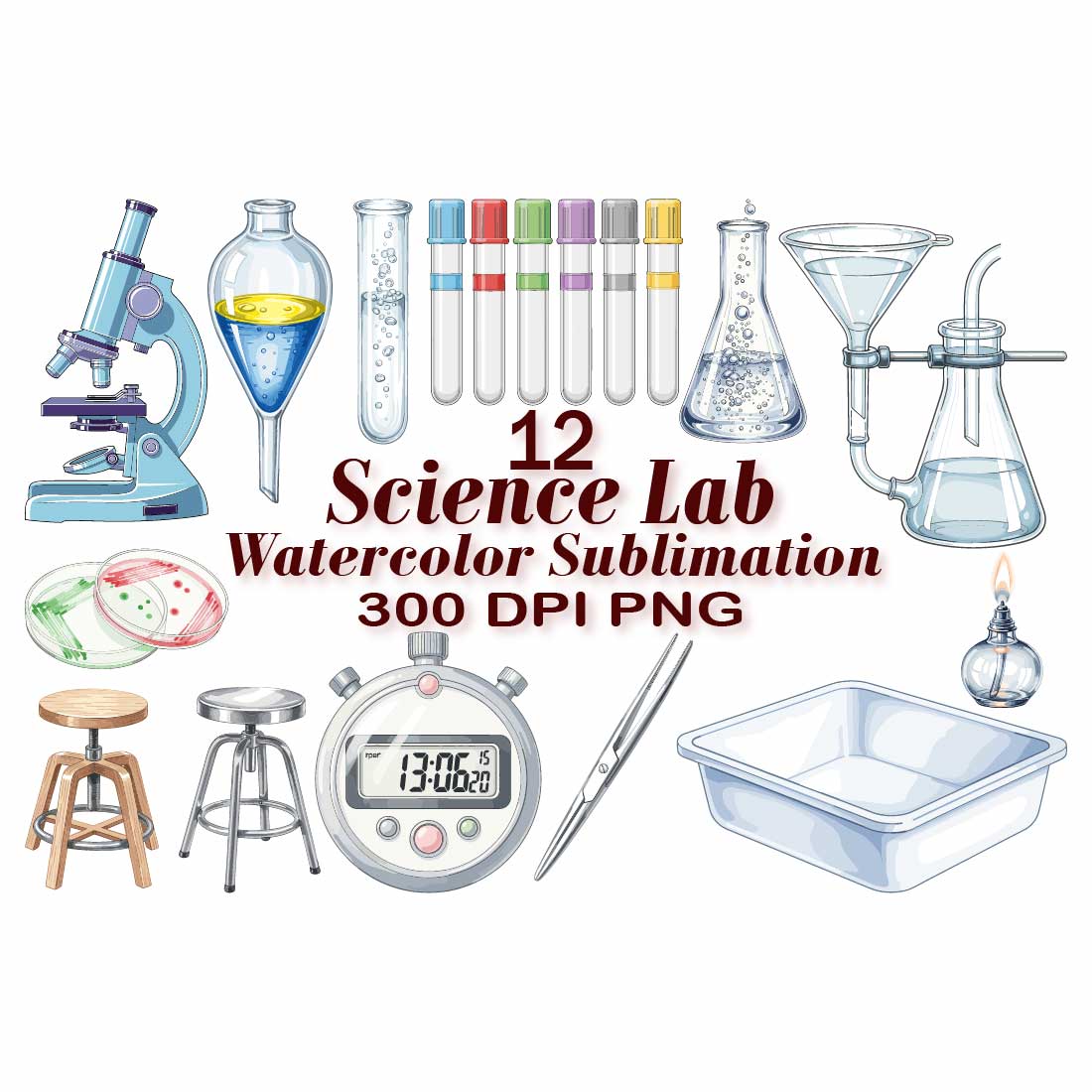 Science Lab Watercolor Bundle cover image.