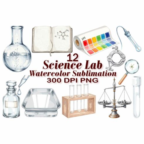 Science Lab Watercolor Clipart cover image.