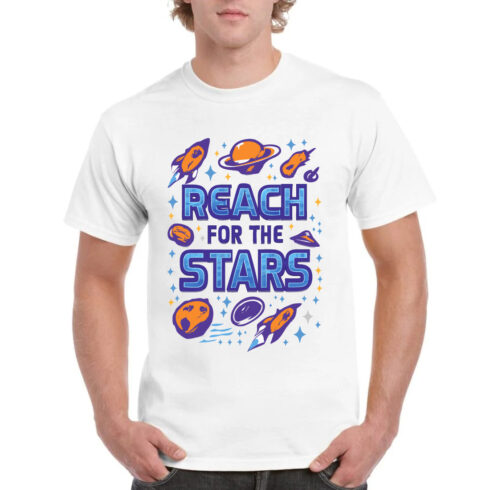 Reach For The Stars Space Galaxy T-Shirt Astronaut cover image.
