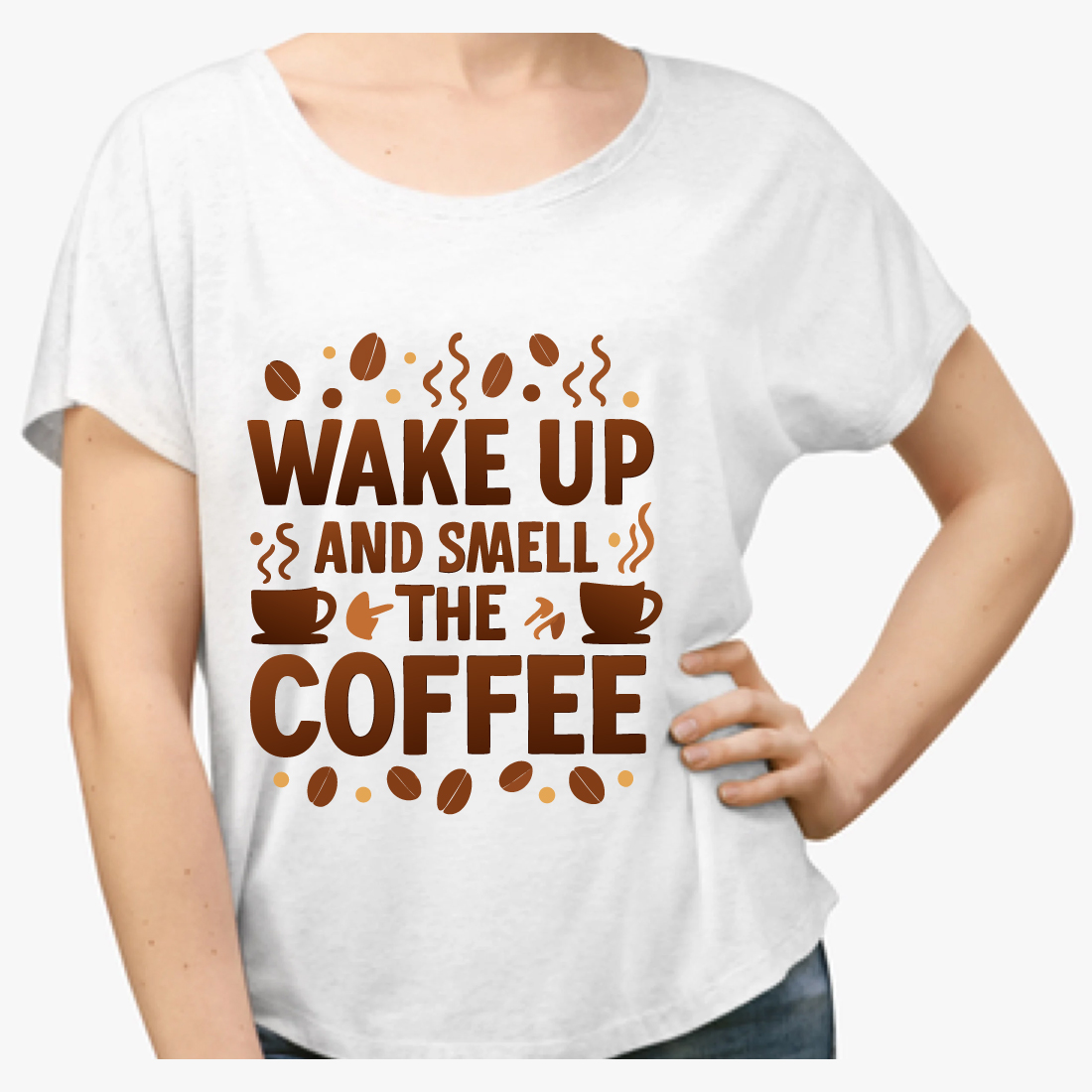 Wake Up and Smell the Coffee T-Shirt Brown Design cover image.