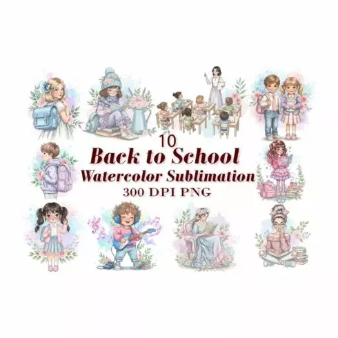 Back to School Watercolor Sublimation cover image.