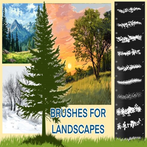80 Natural brushes, Grass brush, Foliage brush, Trees brush cover image.
