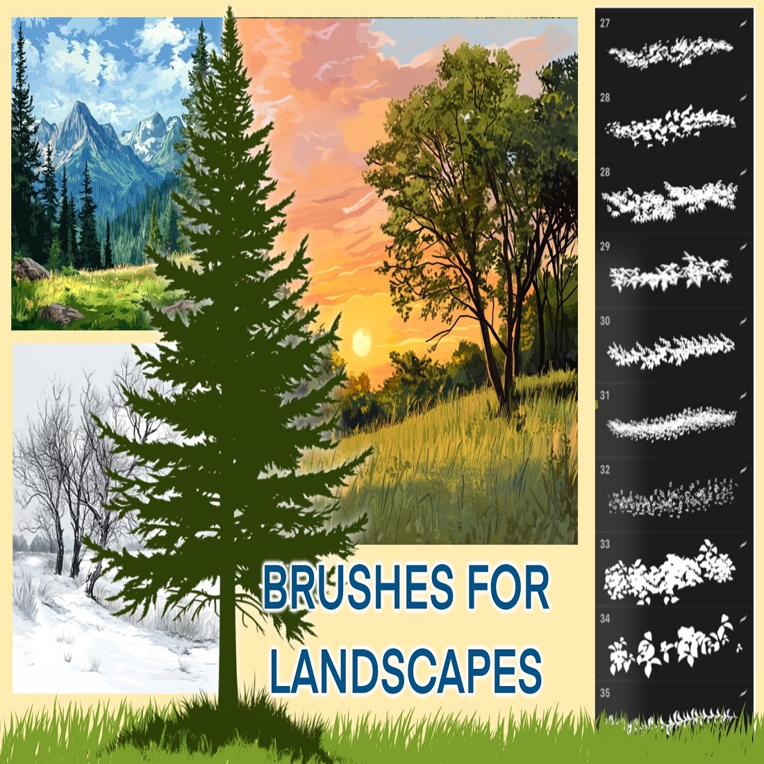 1 80 natural brushes grass brush foliage brush trees brush 703